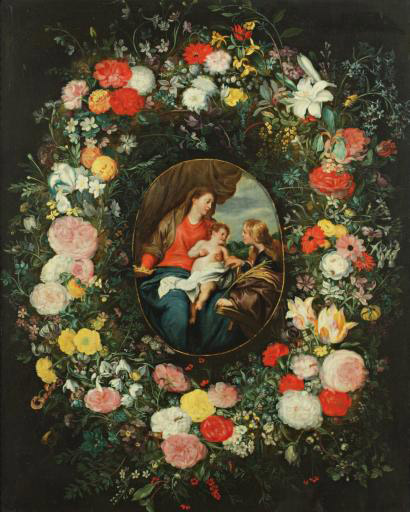 Œuvre Attribué à Jan BRUEGHEL le JEUNE (1601 - 1678) Le mariage mystique de Sainte Catherine