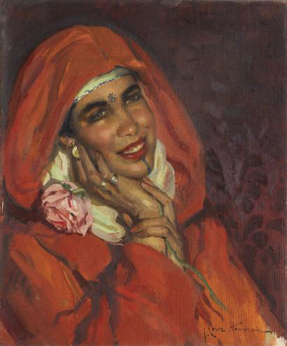 José CRUZ HERRERA (1890-1972) Jeune berbère en rouge