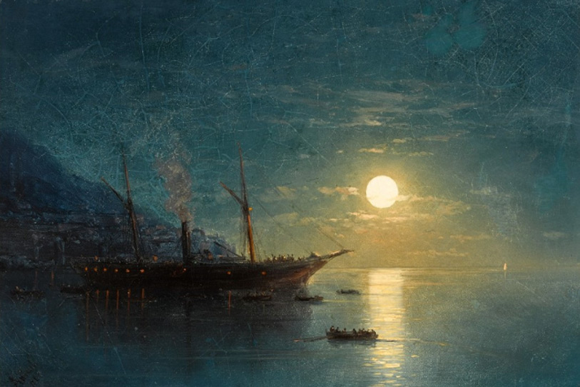Ivan Konstantinovich Aivazovsky 1817 – 1900 « Bateau à vapeur sous la pleine lune » 
