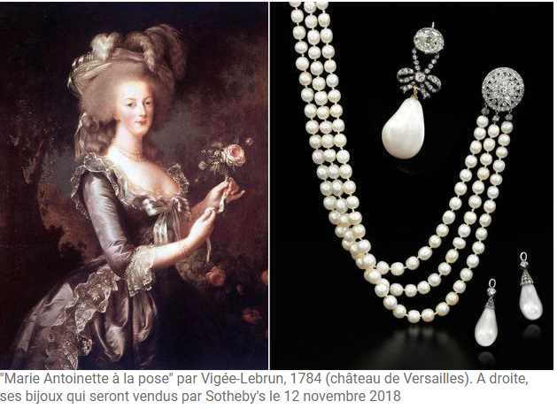 Le collier de perles de la reine Marie-Antoinette
vendu chez Sotheby's en novembre 2018 pour 36 millions de dollars.