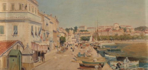 Tableau avec vue du port de Cannes