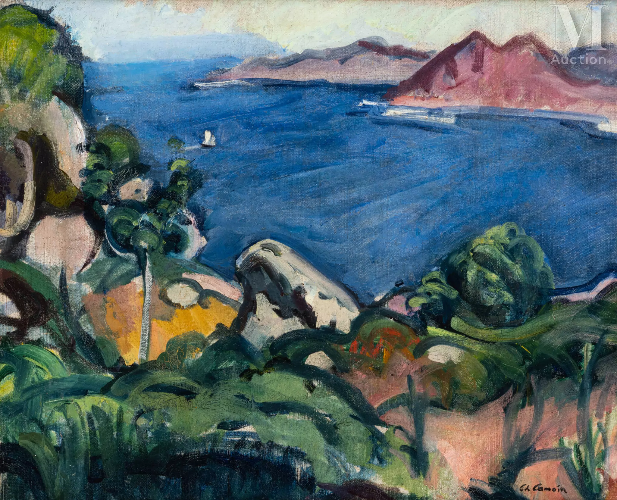 Charles CAMOIN (Marseille 1879-Paris 1965) Golfe de Piana au petit bateau blanc, Corse, circa 1906-1910