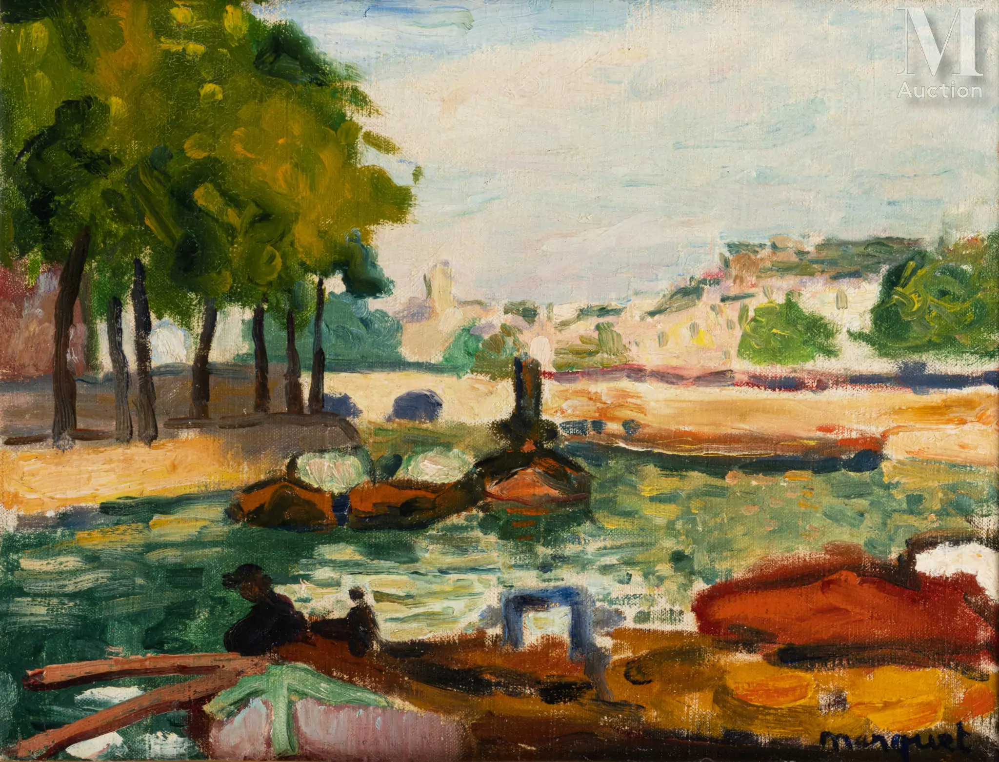 Albert MARQUET (Bordeaux 1875 - Paris 1947) Bords de Seine, face au Vert-Galant, circa 1900 Huile sur toile