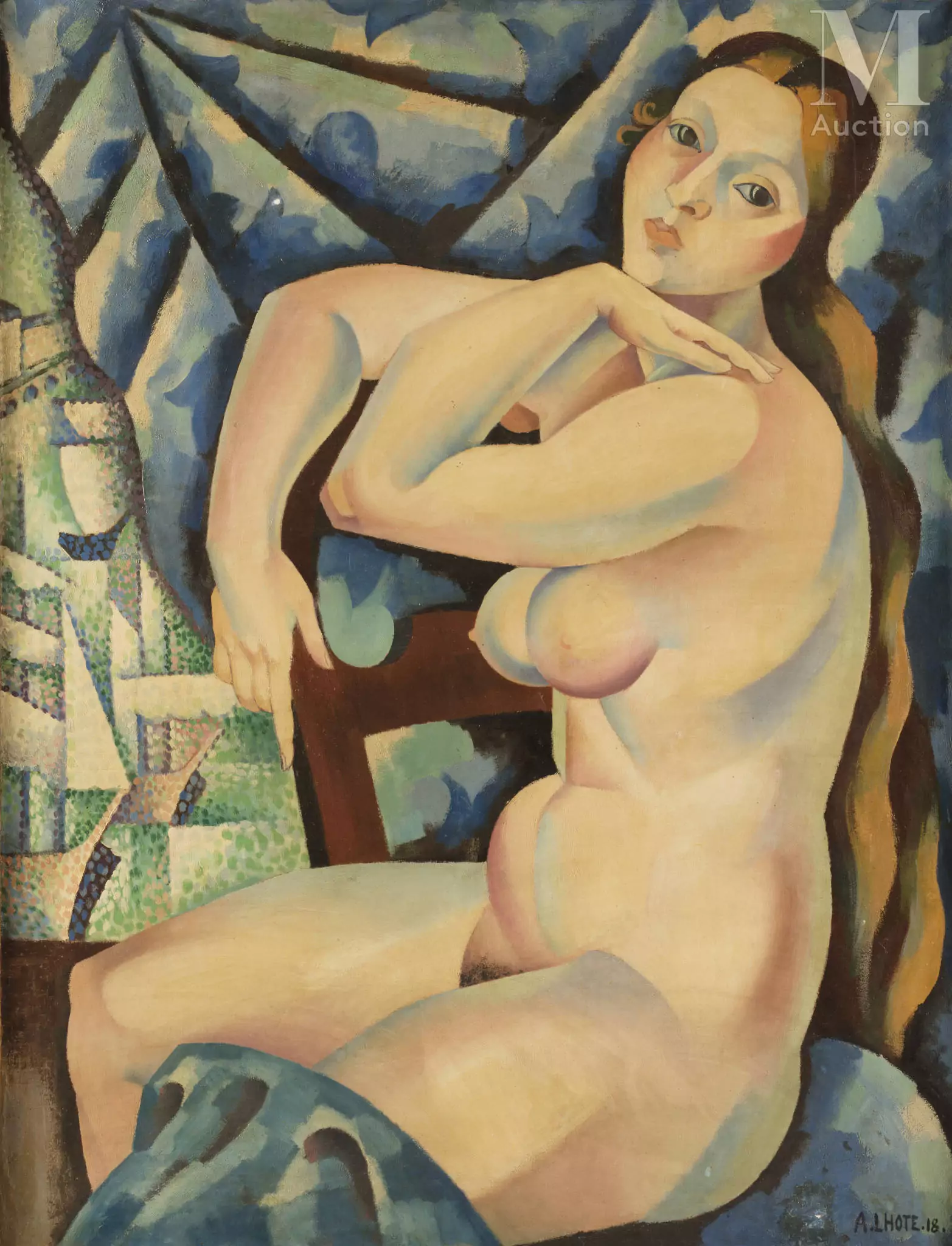 André LHOTE (Bordeaux 1885- Paris 1962) Nu assis, 1918
