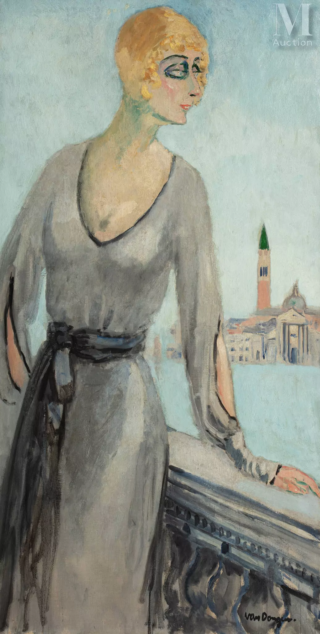 Kees VAN DONGEN (Delfshaven 1877 - Monaco 1968) Jeune femme debout, princesse russe, Venise, 1921 Huile sur toile