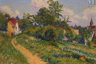 Gustave CARIOT (Paris 1872 - 1950) Le village, 1939
