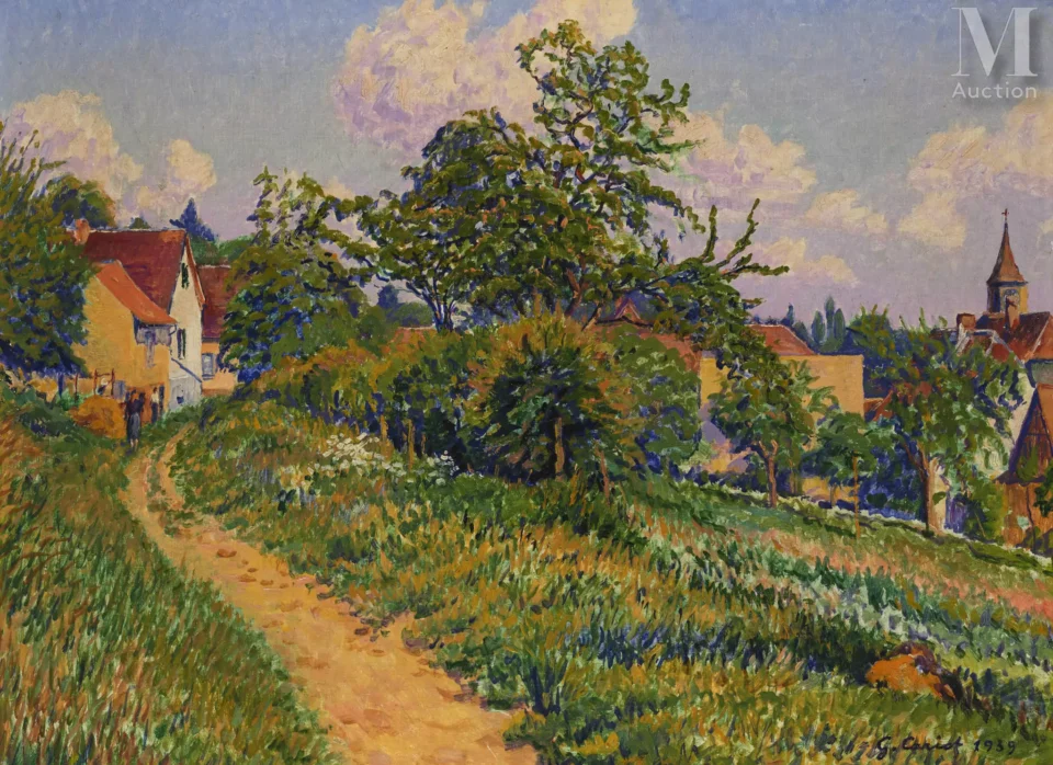 Gustave CARIOT (Paris 1872 - 1950) Le village, 1939
