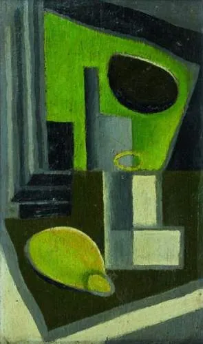 Juan GRIS (1887-1927)Verre et citron, circa 1920 Huile sur panneau