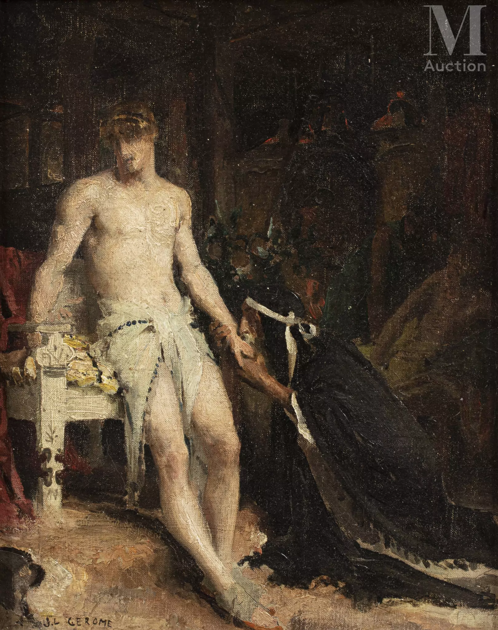 Léon GEROME (Vesoul 1824 – Paris 1904) Scène égyptienne Sur sa toile d’origine