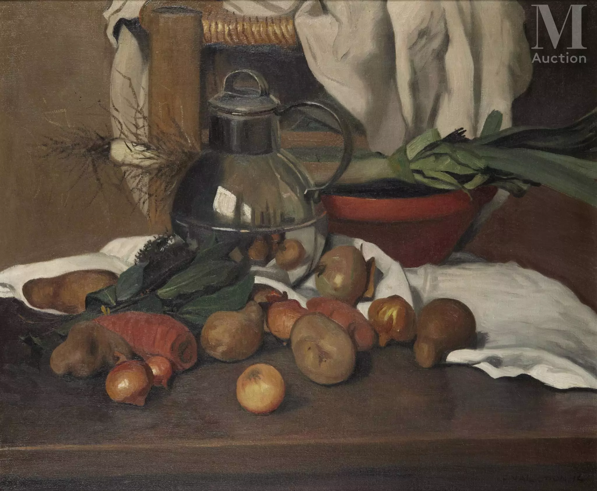 Félix VALLOTTON (Lausanne 1865 - Paris 1925) Légumes divers Huile sur toile d'origine