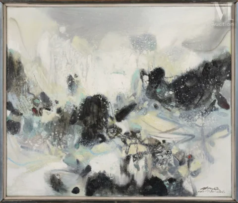 CHU TEH-CHUN (1920-2014) Gel, 1985 Huile sur toile signée en bas à droite,