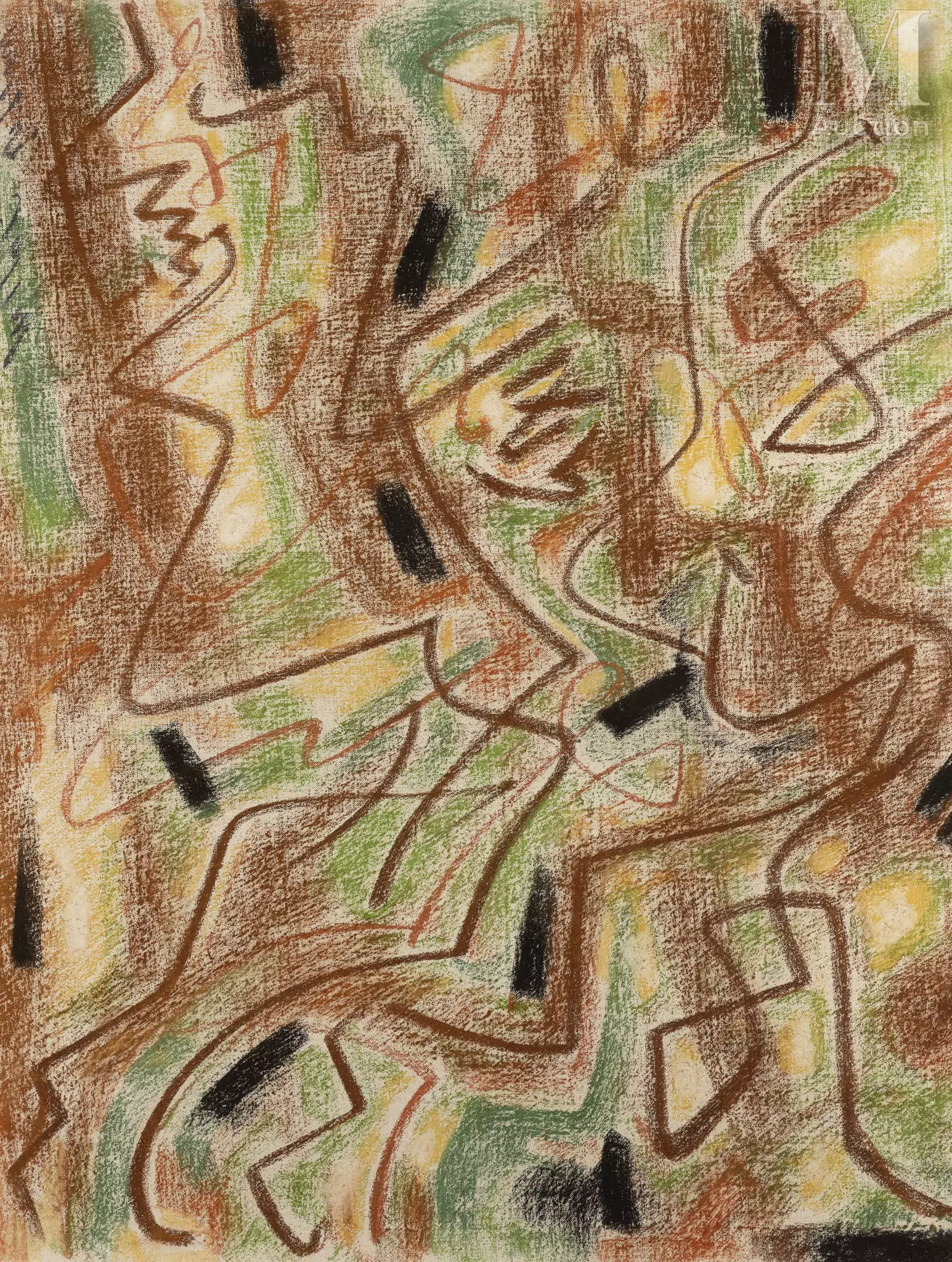 André MASSON (1896-1987) Poursuite dans la forêt, 1959 Pastel sur toile