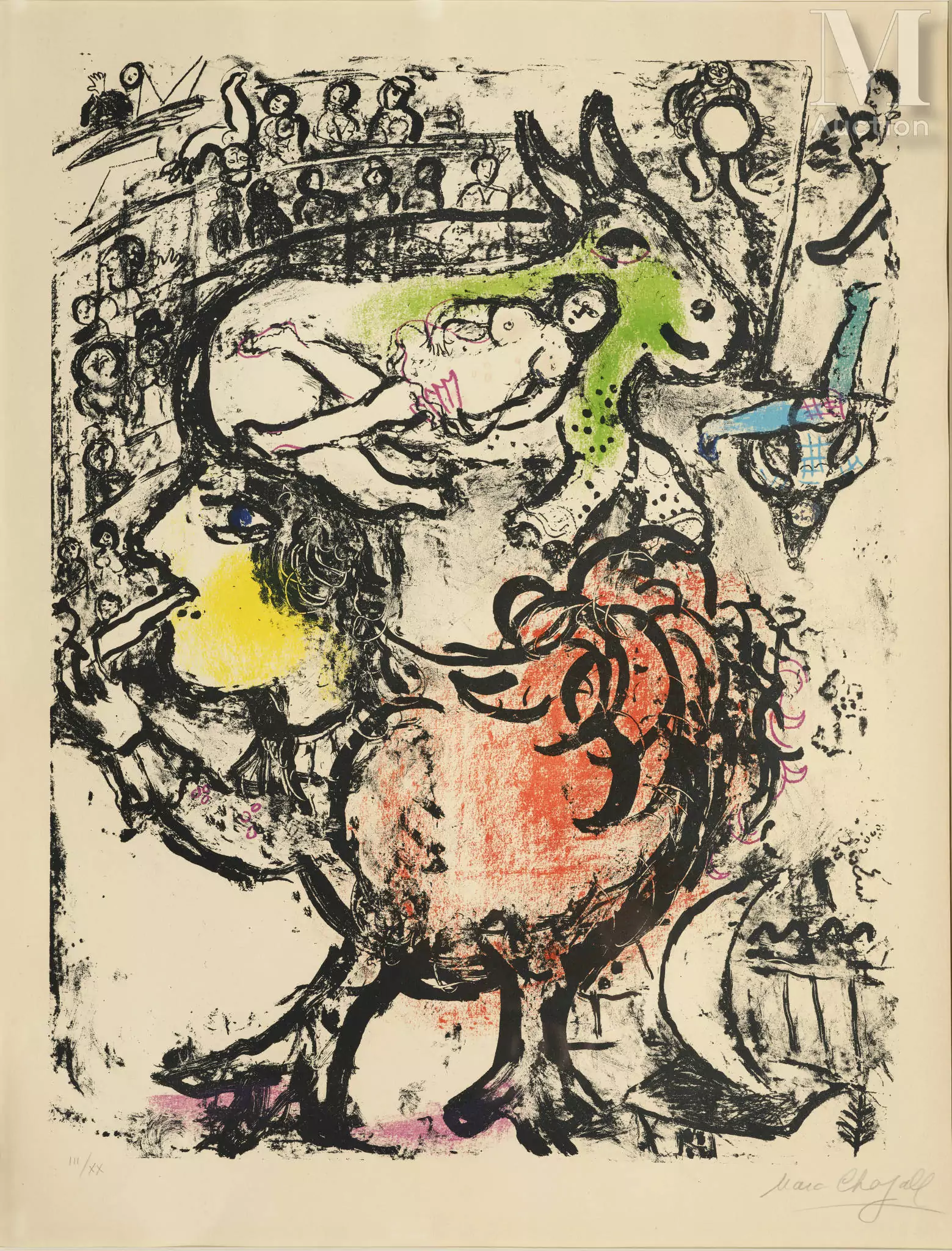 Marc Chagall (1887-1985) Pirouette de Cirque, 1961 Lithographie sur vélin d’Arches Signée numérotée ''III/XX''