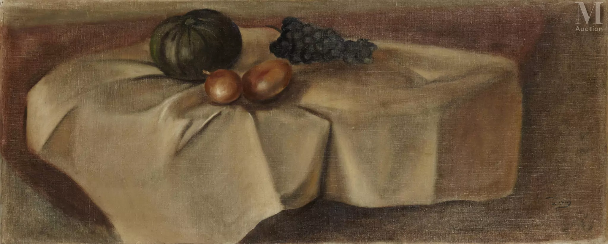 André DERAIN (Chatou 1880 - Garches 1954) Fruits sur une nappe Huile sur toile