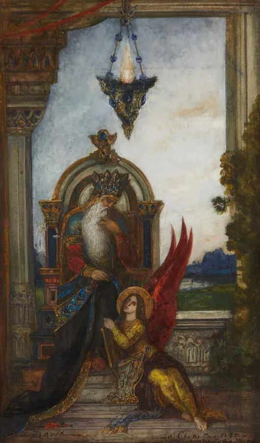MOREAU Gustave (1826-1898) Le Roi David Gouache et rehauts d'or