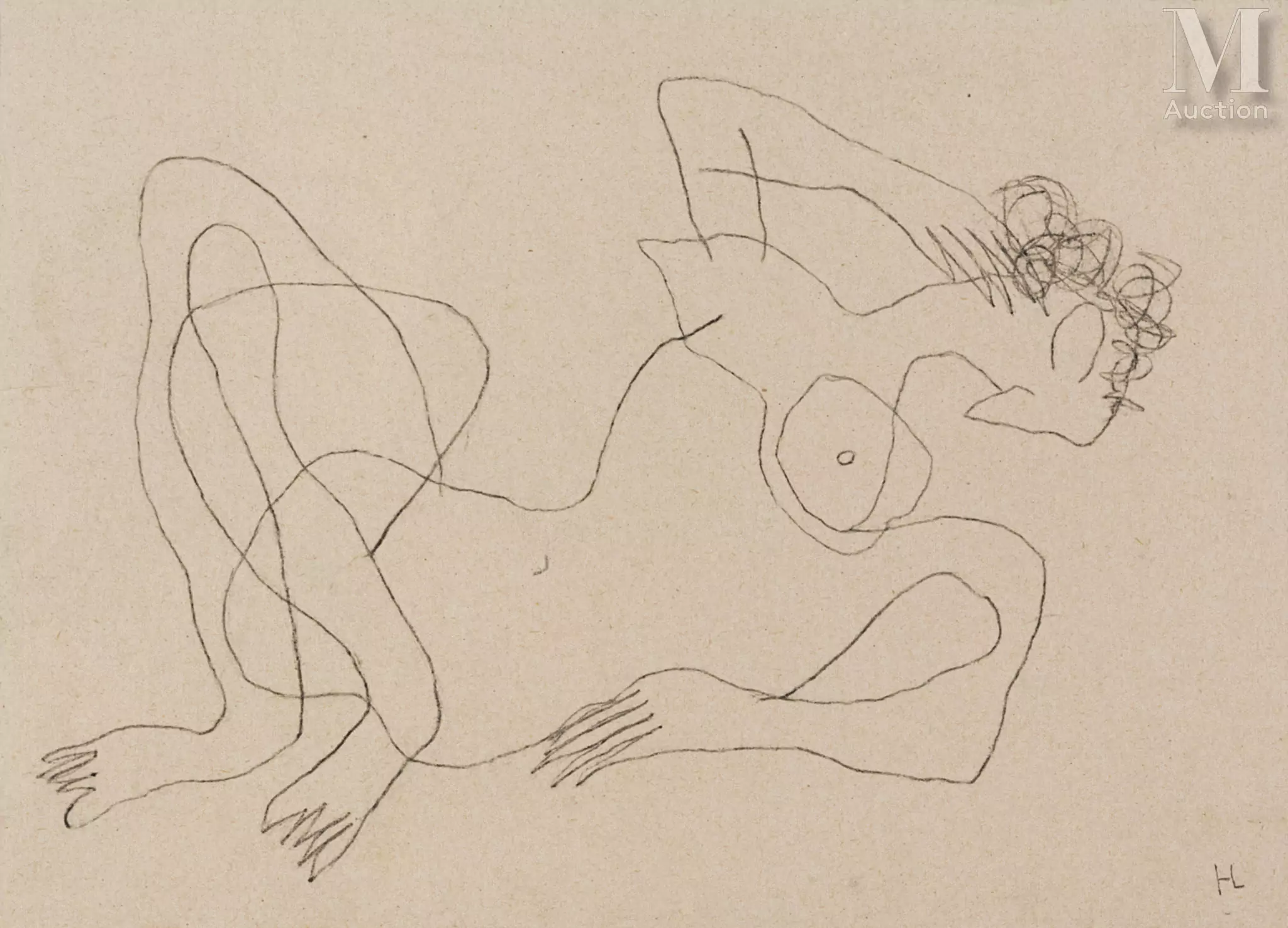 Henri LAURENS (Paris 1885 - 1954) Femme couchée Crayon sur papier