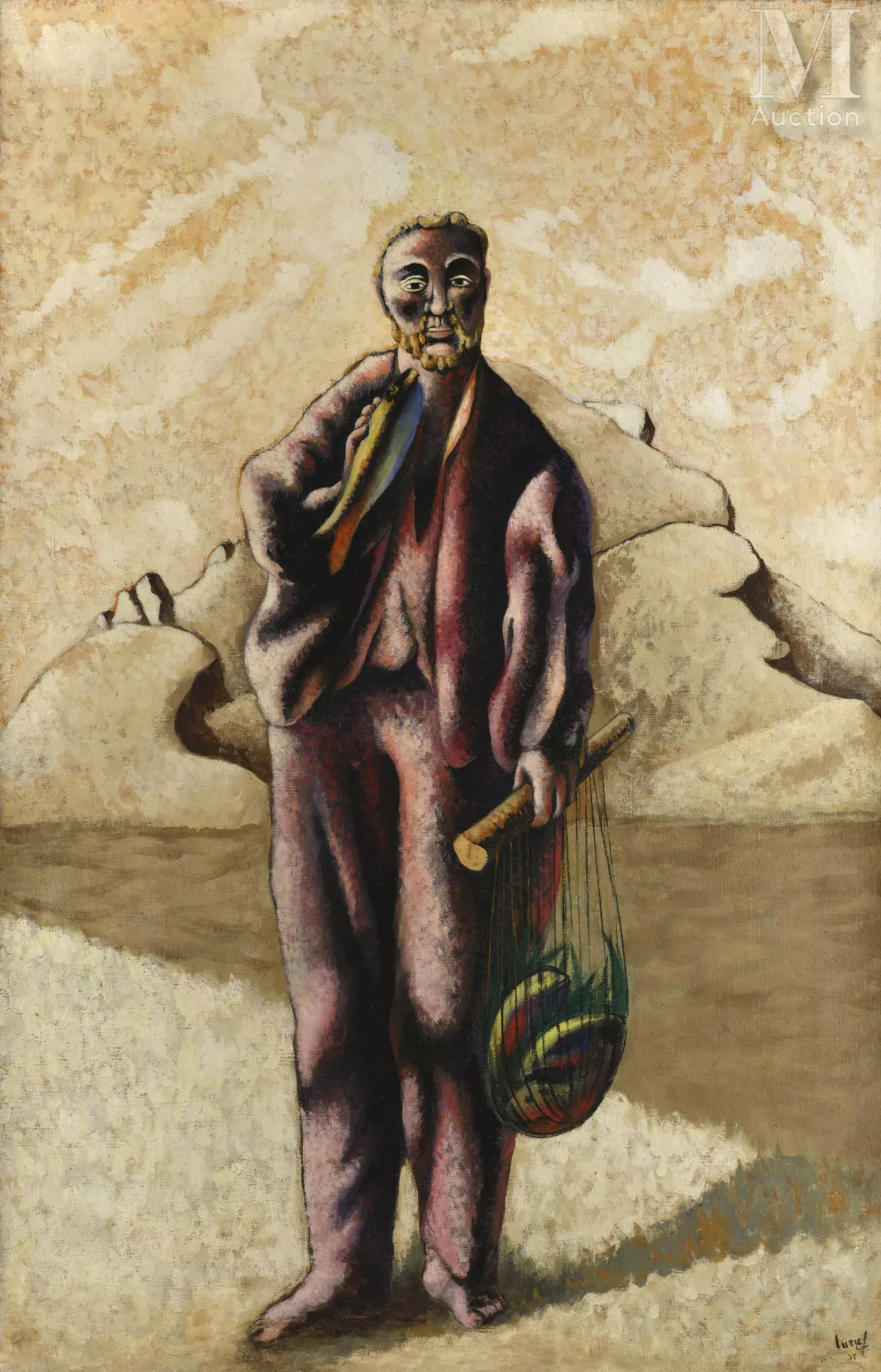 Jean LURCAT (Bruyères 1892 - Saint-Paul-de-Vence 1966) Le pêcheur, 1935 Huile sur toile