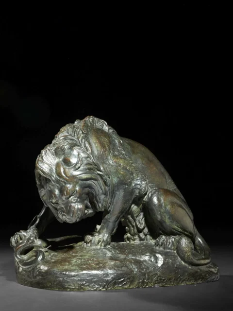 Antoine-Louis Barye Paris, 1795 - 1875Lion au serpent (Lion des Tuileries) Bronze à patine brun vert Epreuve ancienne, circa 1875 Signée 'BARYE' Adjugé 4 1000 euros Artcurial