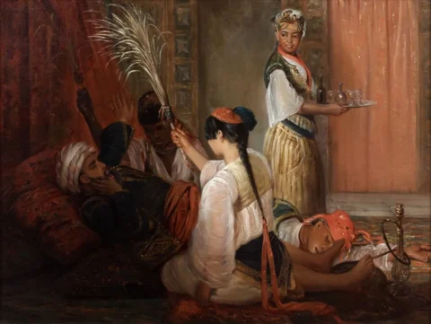 François-Auguste BIARD (Lyon, 1799 - Fontainebleau, 1882)Au Sérail (dans le harem) Huile sur toile Adjugé 19 000 euros Artcurial