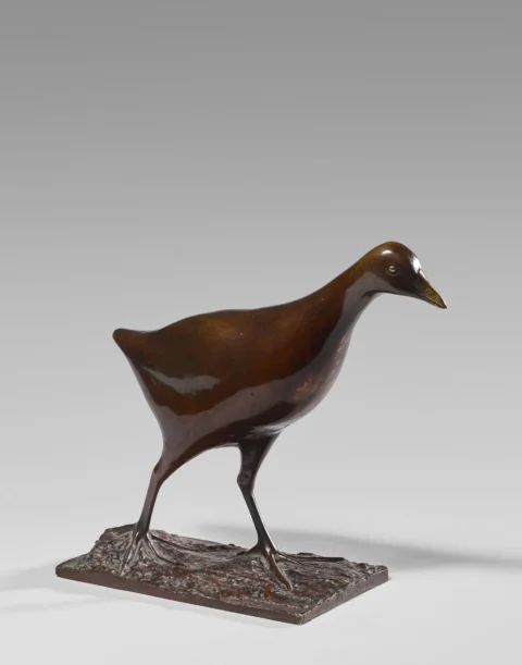 François POMPON 1855 - 1933POULE D'EAU - 1923 Bronze laqué Adjugé 114 000 euros Artcurial