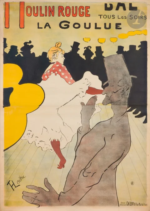 Henri DE TOULOUSE-LAUTREC (1864-1901)Moulin Rouge, la Goulue Chromolithographie en 2 feuilles Adjugé 130 000 euros ADER