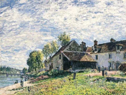 Alfred SISLEY (1839-1899) Saint Mammès, avant l'été Huile sur toile, signée en bas à droite : Sisley et exécutée en 1883. Adjugé à 1 901 246 €, AGUTTES