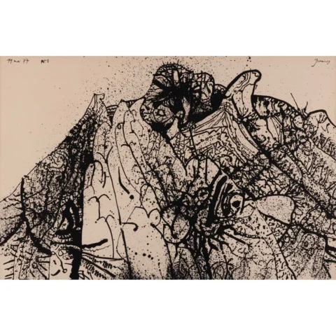 Mario Prassinos (1916-1985) Sans titre, n°1, 1977 Encre de Chine sur papier contrecollé sur toile Adjugé à 5 850€, Piasa