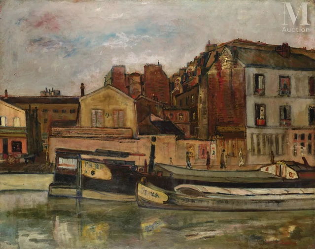 Abraham MINTCHINE (Kiev 1898- paris 1931) Les péniches au canal Saint Martin Adjugé à 25 000 €, Millon