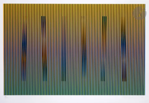 Carlos Cruz-Diez (vénézuélien, né en 1923) Composition cinétique, 2014 Sérigraphie en couleurs Adjugé à 1 550 €, Ader-Nordmann