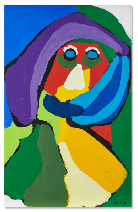 Karel Appel (Amsterdam 1921 - Zurich 2006)"Figure' 1973 huile sur toile papier Adjugé 15 000 euros Il Ponte