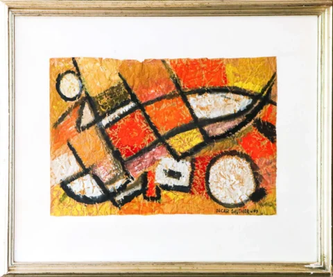 Oscar GAUTHIER (1921-2009) Composition - 1949 Technique mixte sur papier froissé Adjugé 2 800 euros Cannes Enchères