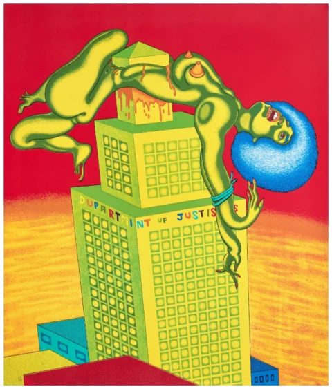 Peter SAUL (Américain - Né en 1934) Angelas Davis - 1972 Lithographie en couleurs Adjugé à 918 €, Artcurial