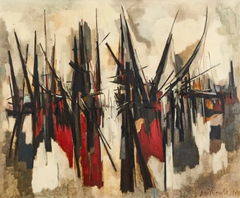 Pierre DMITRIENKO (1925-1974) Bateaux, 1954 Huile sur toile Adjugé à 7 200 €