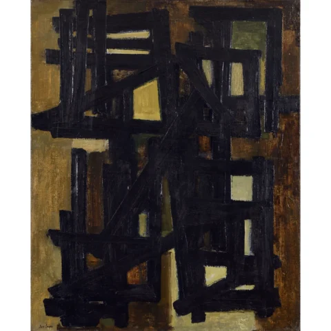 PIERRE SOULAGES (né en 1919)PEINTURE 100 X 81 cm, 5 AVRIL 1951 Huile sur toile Adjugé 1 000 000 euros Tajan