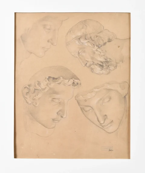 WILLIAM ADOLPHEBOUGUEREAU (FRA/ 1825-1905) Etude de visages d’après l’antique Graphite et craie blanche sur papier Adjugé 8 500 euros Osenat