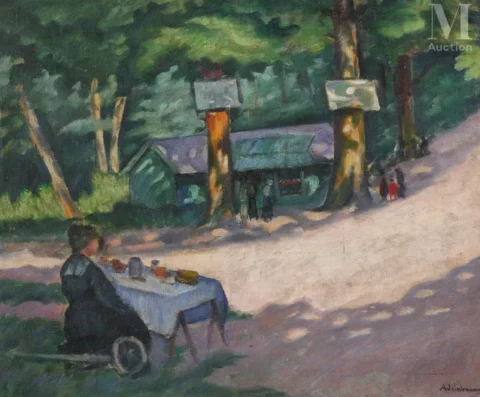 Abraham WEINBAUM (Kamenec - Podolski 1880 - déporté à Sobibor en 1943)Scène dans un parc Adjugé à 3 000 €, Millon