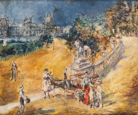 Alexis Paul ARAPOFF ( Saint-Pétersbourg 1905 - Ashburnham 1948)Promenade au jardin du Luxembourg, Paris Adjugé à 19 000 €, Millon