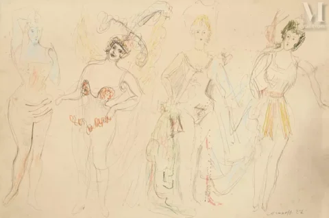 Alexis Paul ARAPOFF ( Saint-Pétersbourg 1905 - Ashburnham 1948)Danseuses de cabaret Adjugé à 1 100 €, Millon