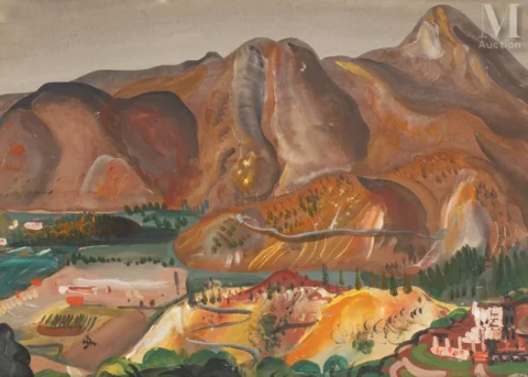 Boris GRIGORIEV (Moscou 1886- Cagnes-sur-Mer 1939) Paysage Adjugé à 2 000 €, Millon