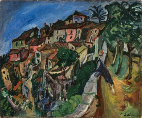 Chaïm SOUTINE (Smilovitchi, Russie 1893 - Paris, 1943), école de Paris Paysage animé en Provence; vers 1922 Adjugé à 760 000 €, Maîtres BAILLEUL & NENTAS