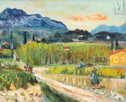 David PERETZ (Plovdiv 1906-Paris 1982) Paysage du Midi Adjugé à 8 800 €, Millon