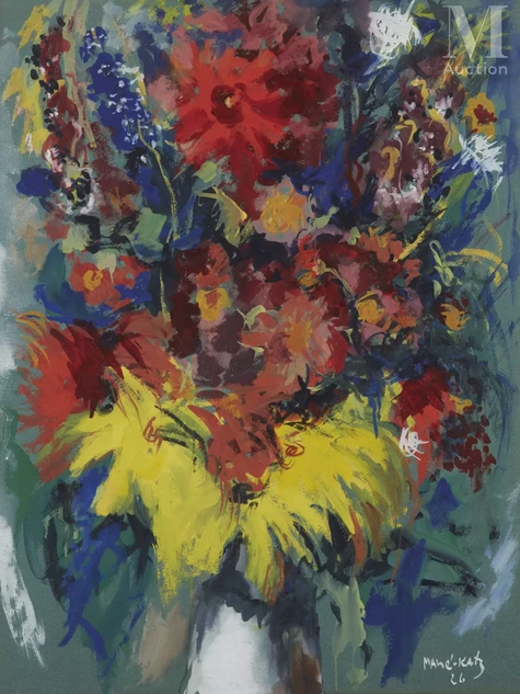 Emanuel MANE KATZ ( Krementchoug 1894- Haifa 1962) Bouquet de fleurs Adjugé à 2 500 €, Millon