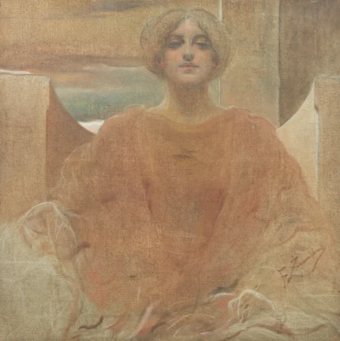 FRANCISZEK ZMURKO (Lemberg 1859-1910 Varsovie) Portrait de femme. Pastel et huile sur toile. Adjugé à 15 000 CHF, Koller Auctions