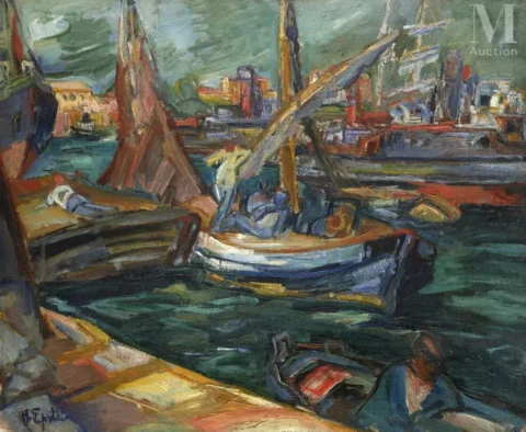 Henri EPSTEIN (Lodz 1892 - Auschwitz 1944) Marins dans le port Adjugé à 8 000 €, Millon