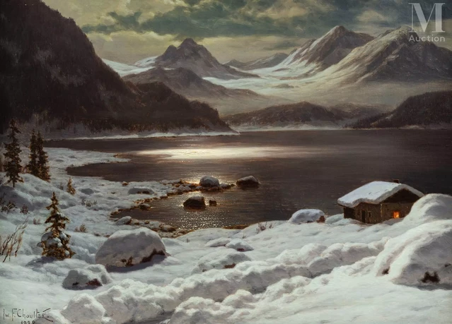 Ivan Fedorovich CHOULTSÉ (1874-1939) Clair de lune sur le lac de Saint Moritz (1922) Adjugé à 42 000 €, Millon