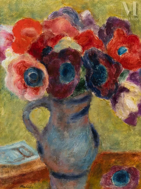 Józef PANKIEWICZ (1866 Lublin, Pologne – 1940 La Ciotat) Anémones dans un vase Adjugé à 21 000 €, Millon