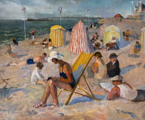 Kathe MUNZER (Wroclaw 1877 - Paris 1959) Plage à Trouville Adjugé à 5 000 €, Millon