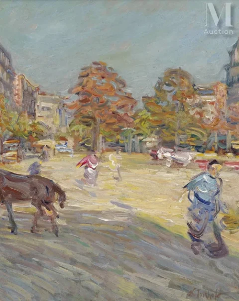 Nicolas TARKHOFF (Moscou 1871 - Orsay 1930)Place animée Adjugé à 6 000 €, Millon