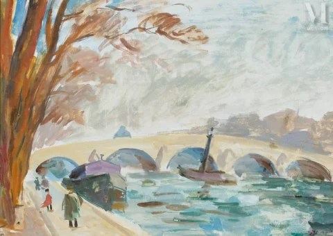 Robert Rafaïlovitch FALK (Moscou, 1886-1958)Les quais de Paris. Adjugé à 9 500 €, Millon