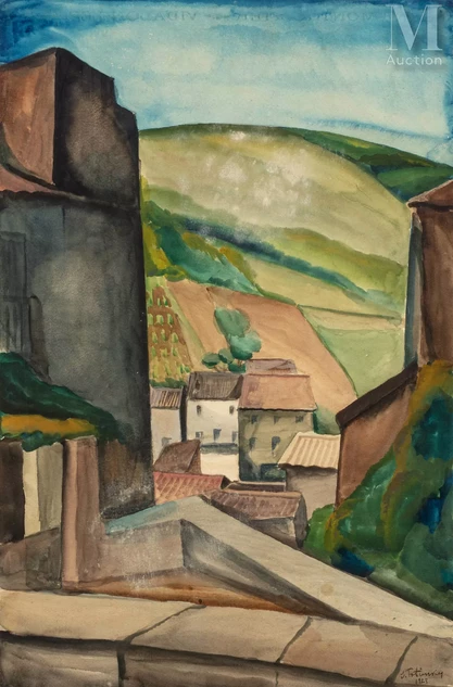 Serge FOTINSKY (Odessa 1887 - Paris 1971)Vue depuis les hauteurs du village Adjugé à 400 €, Millon